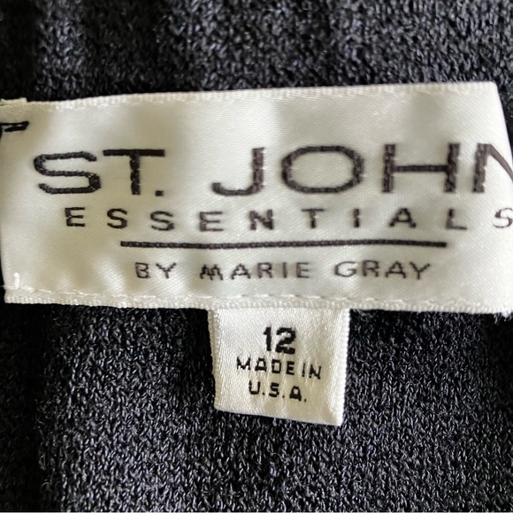 EUC St John midnight blue“Santana” knit w/chevron pattern & slit “car wash” hem - Picture 4 of 11